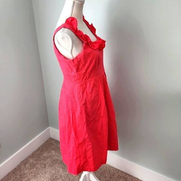 Maurices Sleeveless Sheath Ruffle Neckline Midi Dress Size 5/6 Coral - Picture 3 of 8